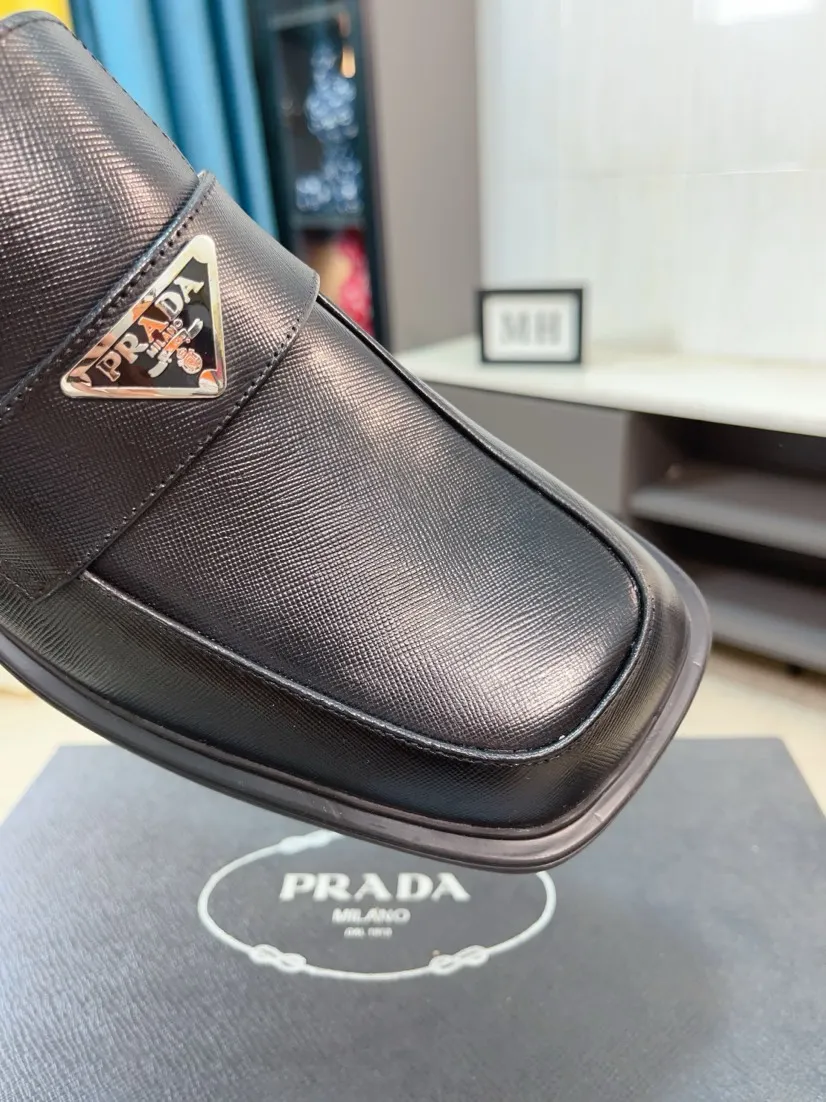 Men's shoes 💰540🌹🌹【PRADA Leather Shoes】Top purchasing agency Original imported Italian custom-made open-edge beaded cowhide leather surface, fully imported water-dyed breathable cowhide lining, original factory special molded sole super comfortable, size: 38-44